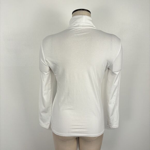 Talbots SP Turtleneck Tee Womens White Long Sleeve Pullover Cotton Blend - Picture 2 of 3